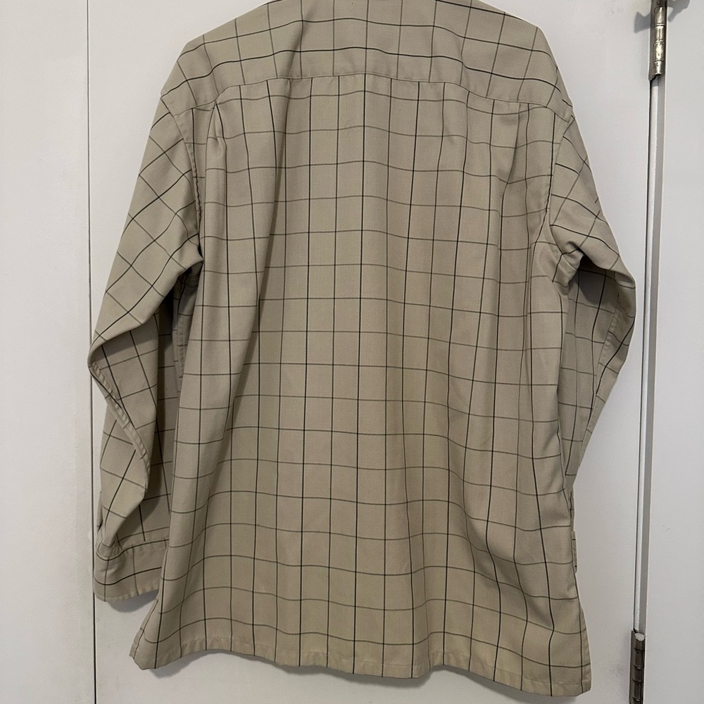 Uniqlo U Collection Cotton Flannel Oversized Beige Checkered Shirt View 3